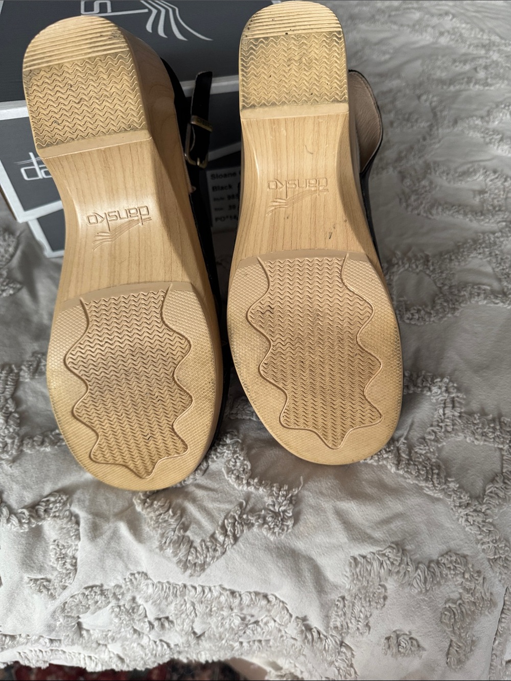 Dansko Black Leather Slingback Clog Sandals - Picture 4 of 5